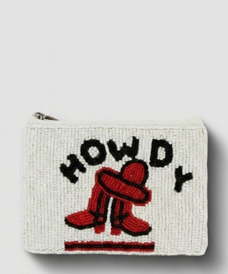 Ladies Fully Beaded Howdy Printed Coin Purse HD00540