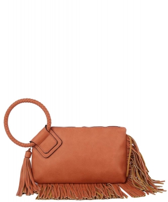Fringe Cuff Clutch Tassel Wristlet Clutch JY-0378 CORAL