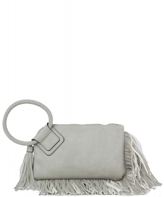 Fringe Cuff Clutch Tassel Wristlet Clutch JY-0378 GRAY