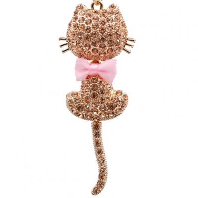 Lovely Cat Keychain Rhinestone Handbag Charm Pendant Car Key Chain Ring Gift
