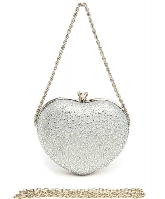 Rhinestone Heart Shape Convertible Clutch Bag L23317