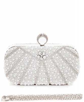 Pearl Studded Statement Bridal Box Clutch L6178