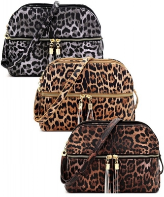 Package of 6 Pieces Leopard Zip Tassel Multi Compartment LE050PP