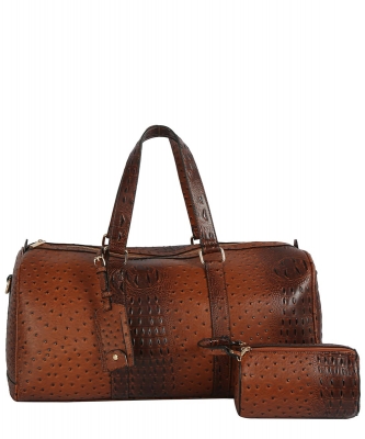 Ostrich Croc 2-in-1 Duffle & Makeup Pouch Set LF128