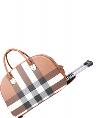 Plaid Rolling Travel Duffle Bag Weekender Bag LM-8906