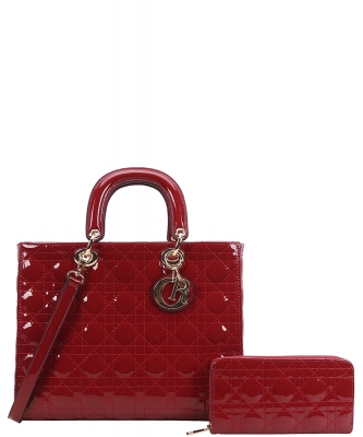 2in1 Quilted Patent Satchel Bag LP-9167W