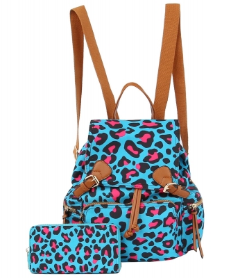 Leopard Printed Canvas 2-in-1 Backpack LPR035-1W-4