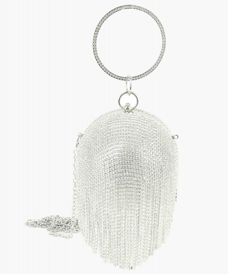 Rhinestone Fringe Ball Clutch LQ303