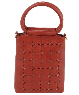 Perforated Round Top Handle Crossbody Bag LQ346