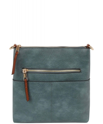 Fashion Zip Pocket Crossbody Bag LQF038-Z PEACH