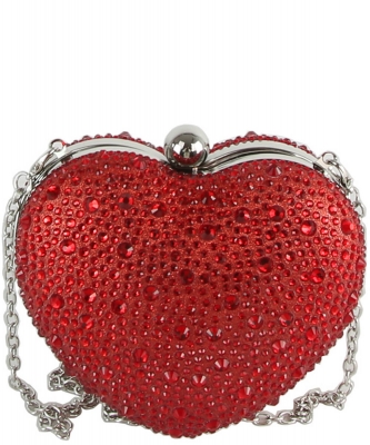 Rhinestone Heart Shaped Clutch Evening Bag LSH001