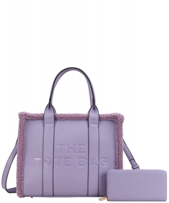 Large Size Fur Trimed The Tote Bag Set ML-1147W