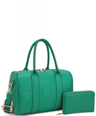 2in1 Smooth Textured Duffle Bag Wallet Set MS-31459