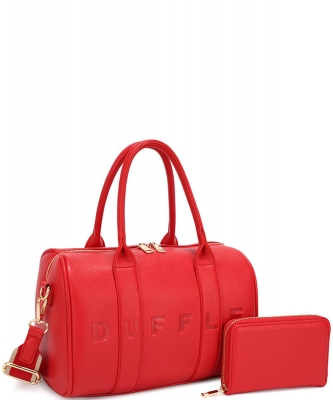 2in1 Smooth Textured Duffle Bag Wallet Set MS-31459