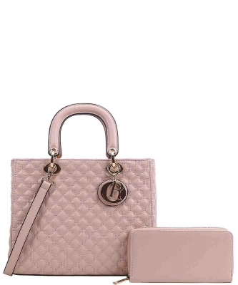 2in1 Quilted Handle Satchel Wallet Set MT-9143W