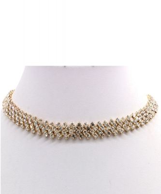 Rhinestone Chocker Adjustable Necklace NB300578