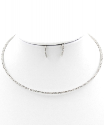 Faceted Choker Necklace Earrings Set NB810048