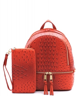 Ostrich Croc 2in1 Backpack Wallet Set OS1082W