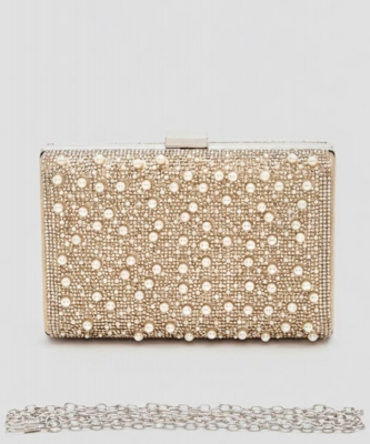 Mix Pearl Rhinestone Iconic Box Clutch P2099-60