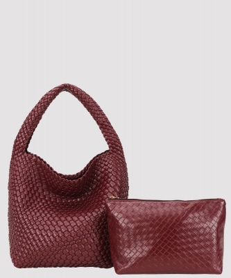 Woven Hobo Handbag with Matching Pouch PB1379