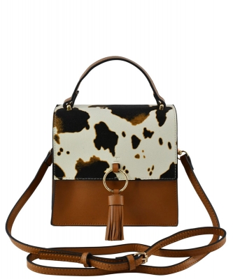 Fashion Ring Tassel Flap Crossbody Satchel Bag PB704 COW