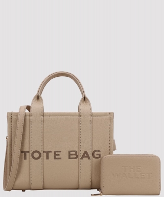 Structured Leather Tote Bag & Wallet Matching Set PDS-8116A