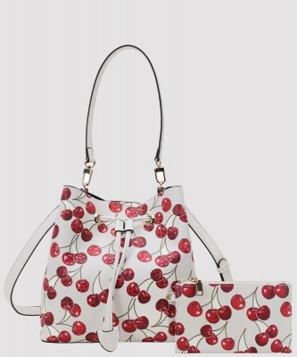 Sweet Cherry Blossom Drawstring Bucket Bag & Pouch PDY29197
