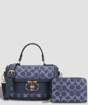 2in1 Oval Print Satchel Wallet Set PFT-9095A