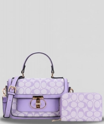2in1 Oval Print Satchel Wallet Set PFT-9095A