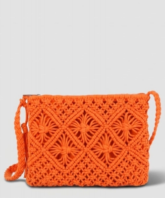 Crocheted Woven Macrame Crossbody Bag PGMS-0145