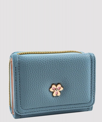 Small Flower Embellishment Tri-fold Wallet PGMS-4013