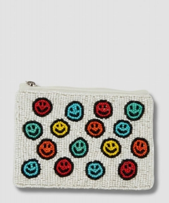 Ladies Fully Beaded Happy Face Themed Coin Purse HD00527