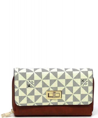 Monogram Twist Lock Double Zip Around Crossbody Wallet PM2746