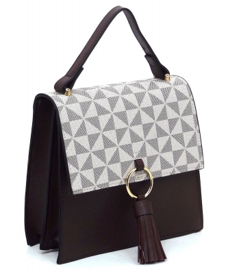 PM Monogram Ring Tassel Flap Crossbody Satchel PM704