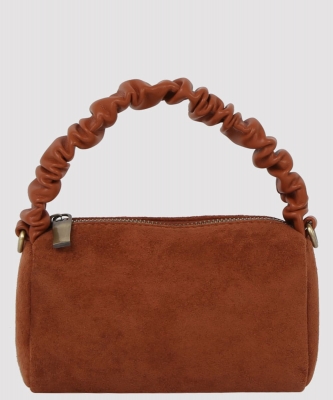 Ruched Top Handle Mini Suede Crossbody Bag PME-0092