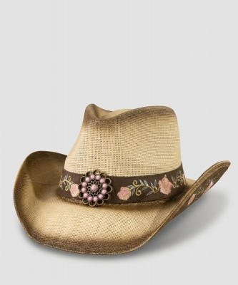 Straw Flower Embroidered Cowboy Hat PMMT9811