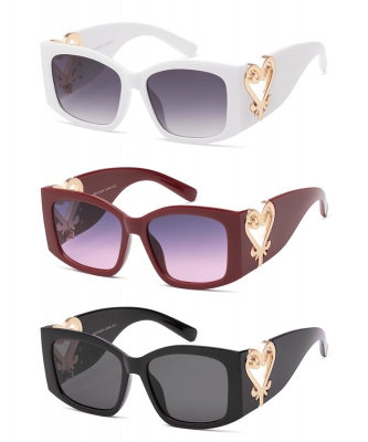 Heart-Emblem Statement Rectangular Sunglasses PMP4103AP