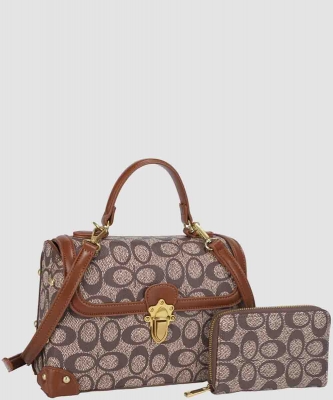 2in1 Oval Print Satchel Wallet Set PMS-20690