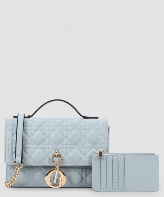 2in1 Quilted Patent Clutch Bag With Wallet POR-1178K