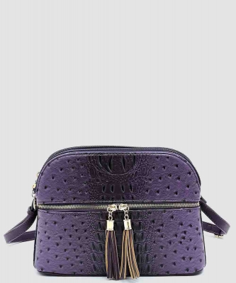 Ostrich Texture Dome Bag with Twin Tassel Detail POS050