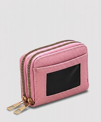 Saffiano Accordion Card Holder Double Zip Wallet SA014