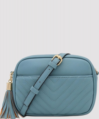 Chevron Quilted Tassel Zip Crossbody Bag PWU120