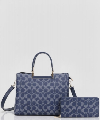 2in1 Oval Print Handle Design Satchel W Wallet Set XFT-1231-W