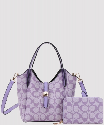 2 In1 Oval Print Handle Design Satchel W Wallet Set XFT-1298-A