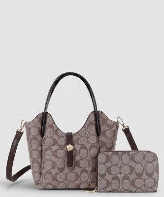 2 In1 Oval Print Handle Design Satchel W Wallet Set XFT-1298-A