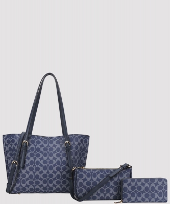 Trio Monogram Tote Crossbody Wallet Set PXFT-9196S