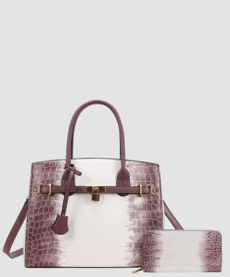 2in1 Tie-dyed Hot Crocodile Satchel Wallet Set PXM-6794W