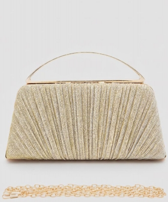 Lurex Pleated Top Handle Box Clutch PYZ86H