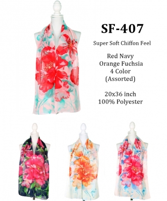 Package of 12 Pieces Super Soft Chiffon Feel  Scarf SF-407