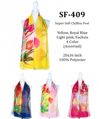 Package of 12 Pieces Super Soft Chiffon Feel  Scarf SF-409